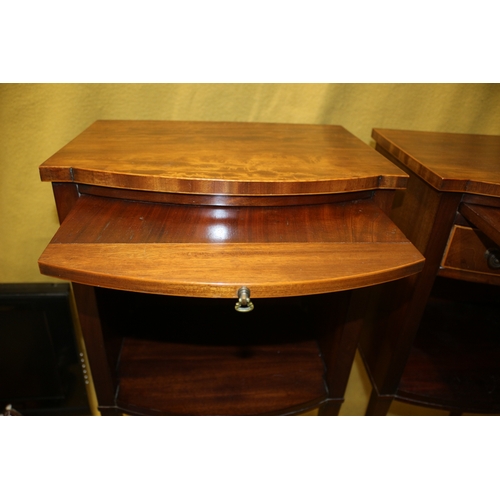 33 - Pair of Early/Mid 20th Century Mahogany and Satinwood Bedside Cabinets with Courtesy Pull Out Shelf.... 