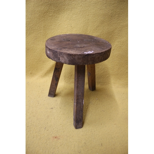 37 - Hand Carved Milking Stool Vintage, 30.5 cm Tall