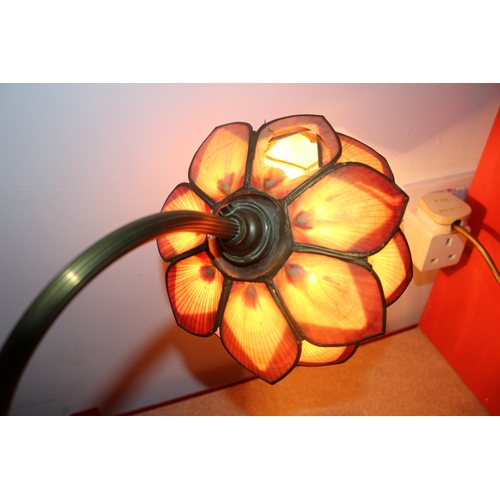 38 - Vintage Flower Lamp with Metal Base/Stand, A/F, 37cm tall