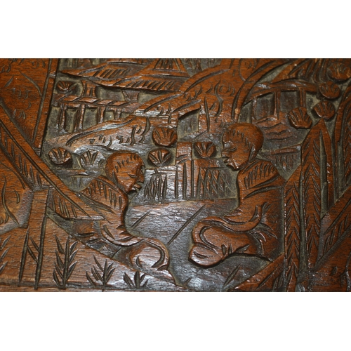 43 - Vintage Carved Wooden Box, 25cm wide