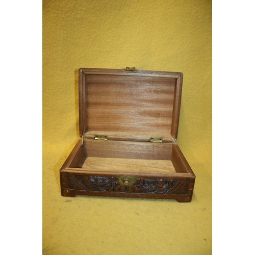 43 - Vintage Carved Wooden Box, 25cm wide