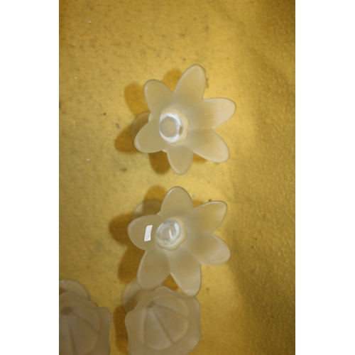 48 - 2 Frosted Flower Design Tea Light Holders plus Set of 4 Frosted Glass Flower Design Bowls