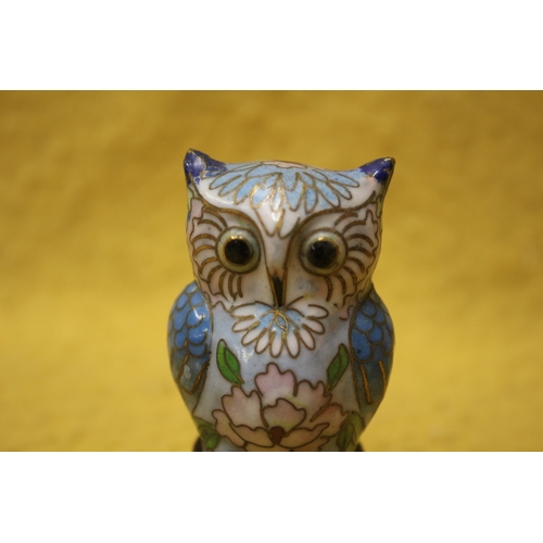 56 - Cloisonné Owl, 7cm