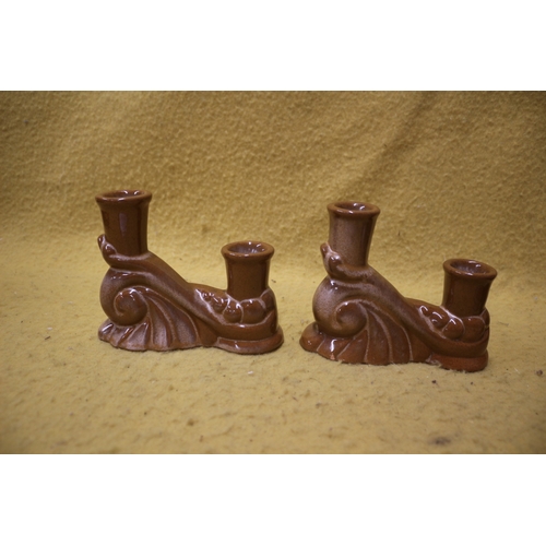 58 - Frankoma Candle Sticks, Jug and Dish