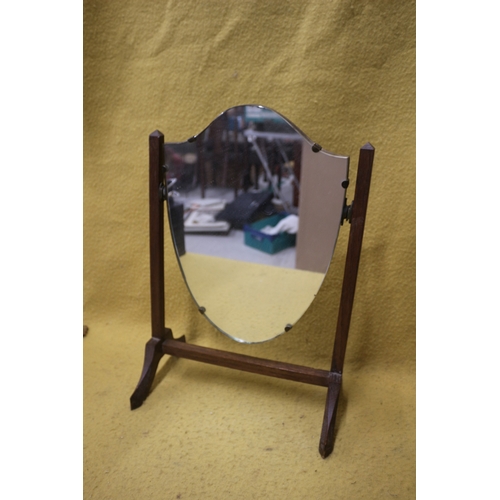 61 - Vintage Dressing Table Shield Mirror, 48cm tall