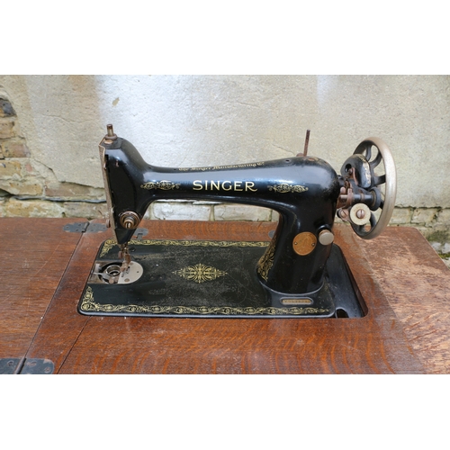 64 - 19th Century Singer Sewing Machine on Table, Possibly Scottish