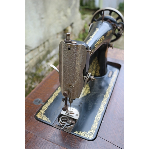 64 - 19th Century Singer Sewing Machine on Table, Possibly Scottish