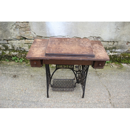 64 - 19th Century Singer Sewing Machine on Table, Possibly Scottish