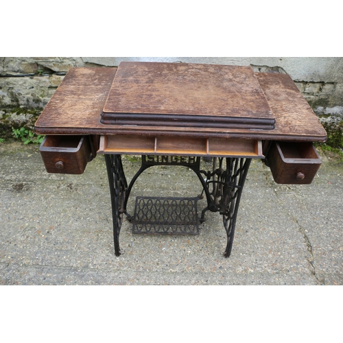 64 - 19th Century Singer Sewing Machine on Table, Possibly Scottish