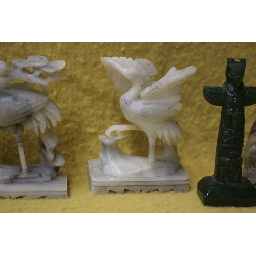 7 - 7 Stone Items Including Set of 3 Storks/Cranes, Tallest is 12cm