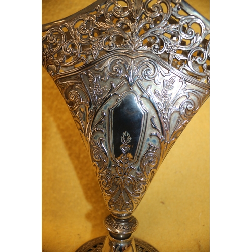 72 - Silver Plate Vase with Decorative Pattern, 24cm Tall