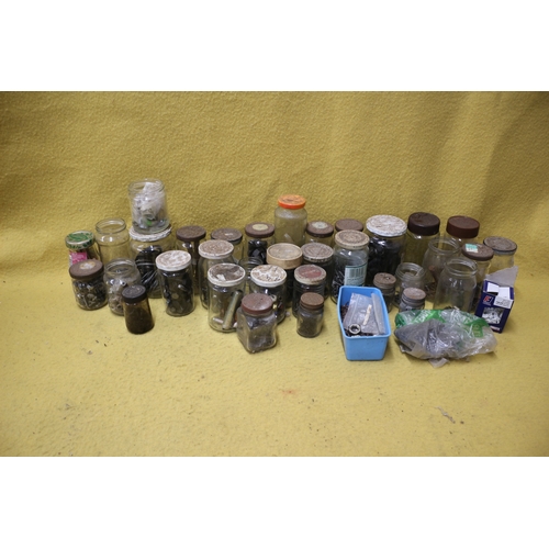 82 - Large Bundle of Jars with Various Fittings Including Screws, Nuts etc