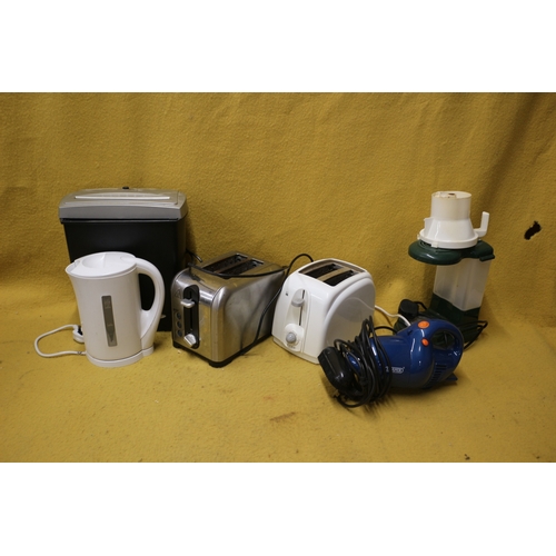 99 - Bundle of Electronics Including Toasters, Shredder, Kettle, Steamer etc, All Untested