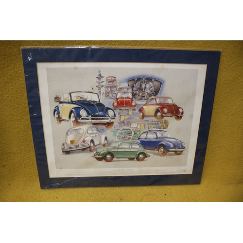 229 - Volkswagen Beetle card picture 51cm x 41cm