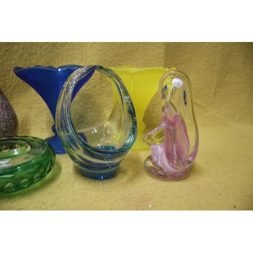 50 - Bundle of Coloured Glass, Tallest 21.5cm Various makers