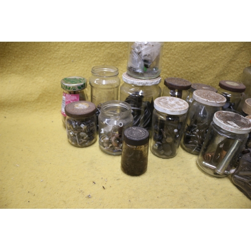 86 - Large Bundle of Jars with Various Fittings Including Screws, Nuts etc