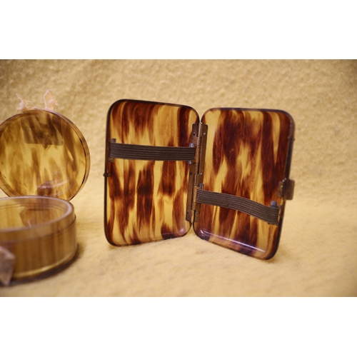 106 - Thin Tortoise Shell Cigarette Case and Lidded Pot with Liner