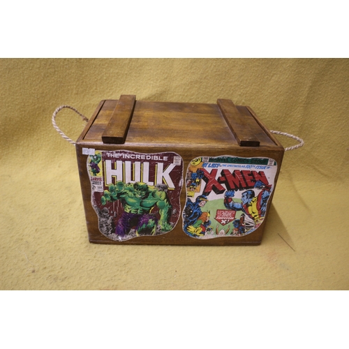 120 - Marvel Themed Wooden Box, 26 x 25.5 x 25.5 cm