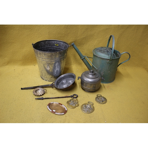 124 - Vintage Metal Watering Can, Coal Bucket Plus Other Metal ware
