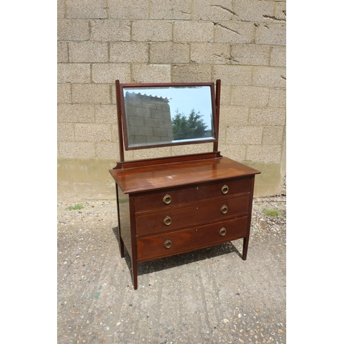 130 - 3 Drawer Chest of Drawers/Dressing Table, Early 20th Century, 107 x 51 x 148 including Mirror