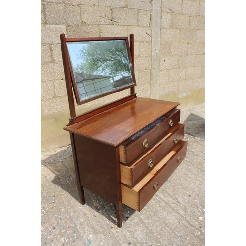 130 - 3 Drawer Chest of Drawers/Dressing Table, Early 20th Century, 107 x 51 x 148 including Mirror