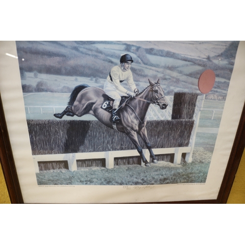 166 - Limited Edition print 285 of 850, signed in pencil by Roy Miller 'Arkle Jumps Clear in the 1965 Chel... 