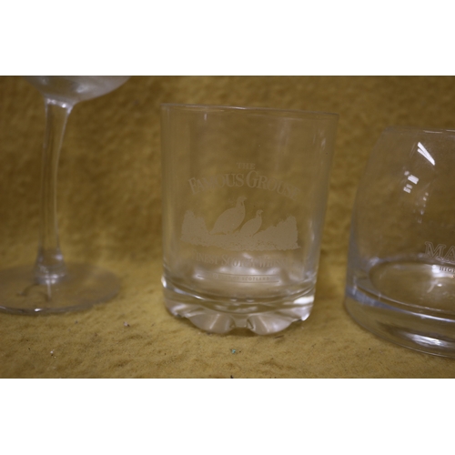 170 - J.P. Chenet glasses, The Famous Grouse glass, x3 Jameson glasses plus x2 Macallan glasses