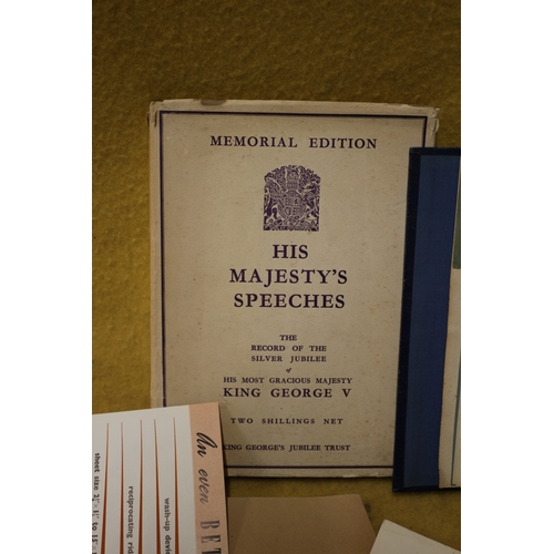 217 - Bundle of Ephemera plus Book on His Majesty's Speeches King George V and Compass Set