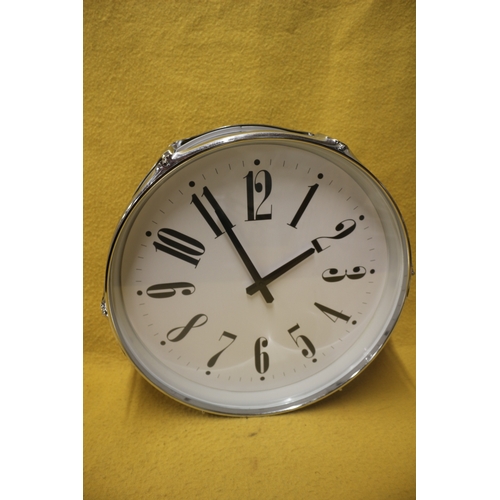 302 - Large Drum Style Clock, Working, 42cm Diameter