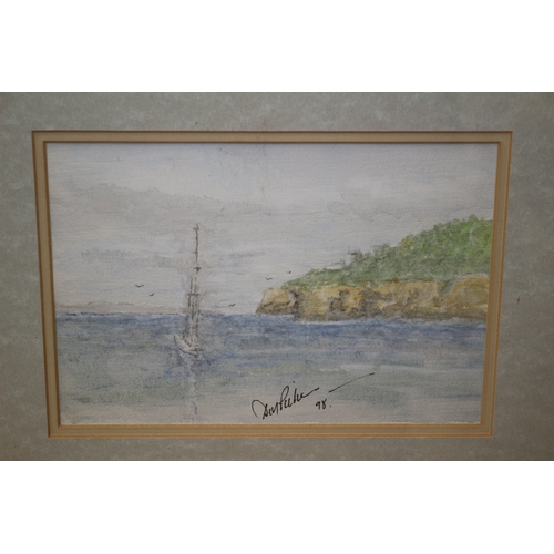 335 - Sailboat Watercolour, 45 x 38 cm