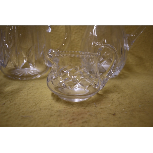 10 - 5 Good Quality Crystal Jugs, Tallest is 19cm