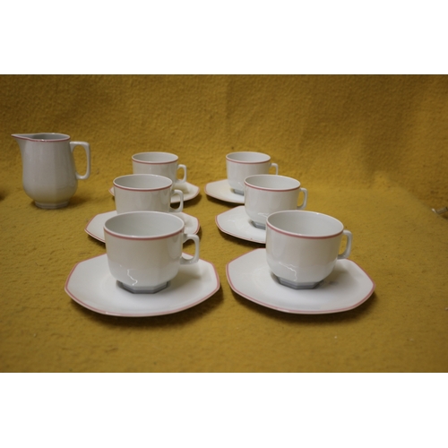 18 - Limoges La Farge Decor Inalterable x6 Cups and Saucers Plus Cream Jug and Sugar Bowl