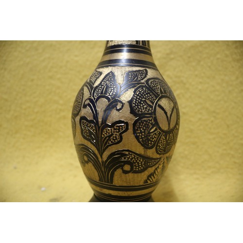 4 - Aged Brass Vase, 25.5 cm Tall