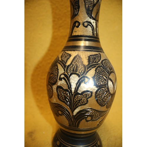 4 - Aged Brass Vase, 25.5 cm Tall