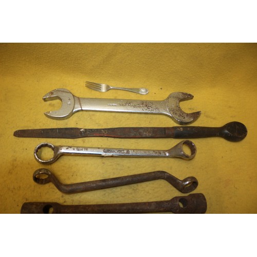 28 - Large Tools Including Large King Dick Spanner head 2 1/4 inch one end, Fork for Scale