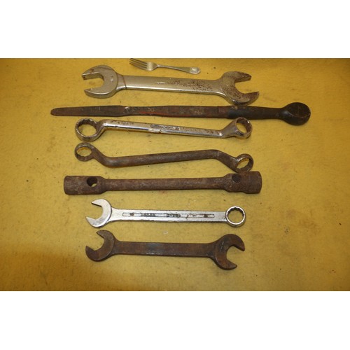 28 - Large Tools Including Large King Dick Spanner head 2 1/4 inch one end, Fork for Scale