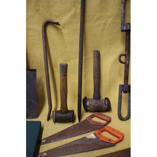 31 - Bundle of Tools Including Saws, First Aid Kit, Crow Bars etc