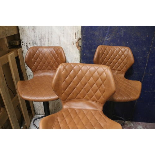 45 - Height Adjustable Faux Leather Quilted Back Bar Stools