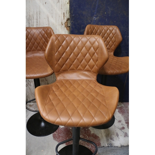 45 - Height Adjustable Faux Leather Quilted Back Bar Stools