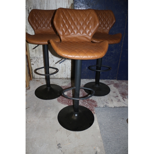 45 - Height Adjustable Faux Leather Quilted Back Bar Stools