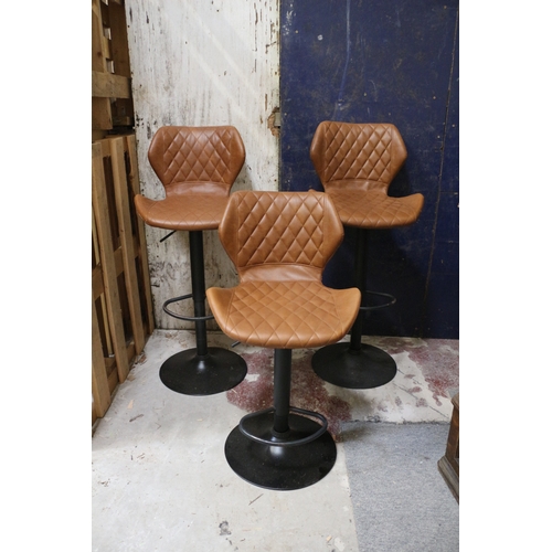 45 - Height Adjustable Faux Leather Quilted Back Bar Stools