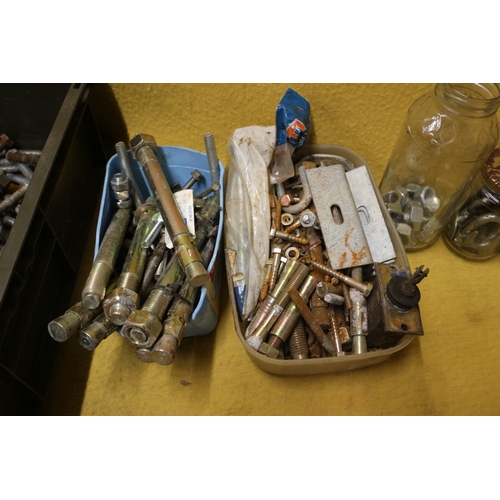 49 - Huge Tray of Large Nuts and Bolts, Plus Other Fixtures and Fittings