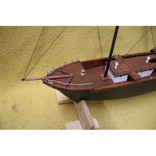 142 - Large hand made Model Ship Galleon on Stand, 65 x 51 cm