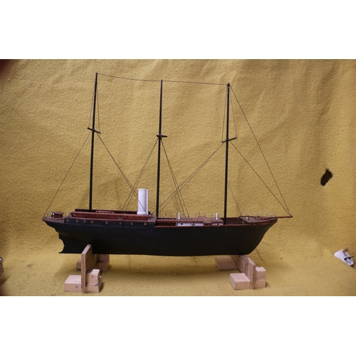 142 - Large hand made Model Ship Galleon on Stand, 65 x 51 cm