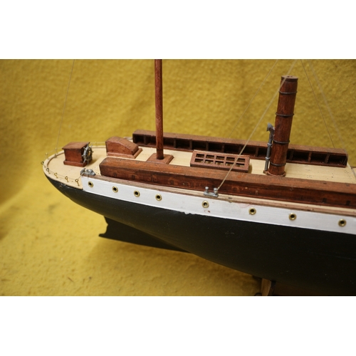 141 - Large hand made Model Ship, Galleon, 66 x 48 cm