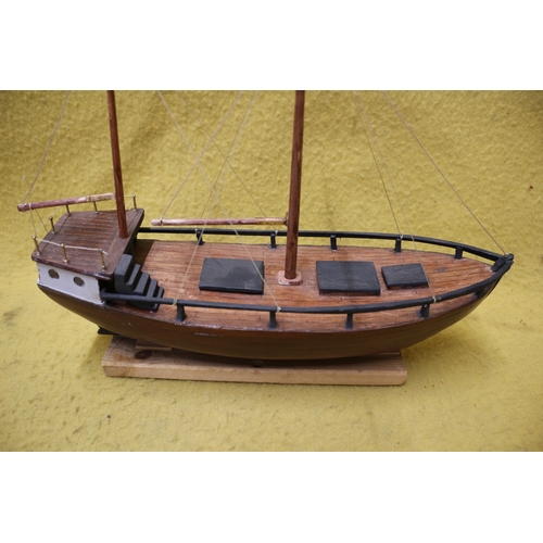 137 - Hand made Model Boat, 23 x 32.5cm