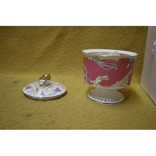 128 - Coalport Princess Anne & Mark Phillips Limited Edition, 260/1000 Commemorative Lidded Pot