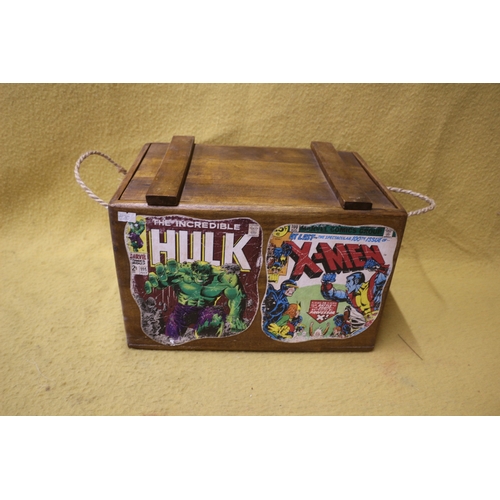 209 - Marvel Themed Wooden Box, 26 x 25.5 x 25.5 cm