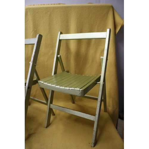 212 - Pair of Wooden Golden Painted Folding Chairs