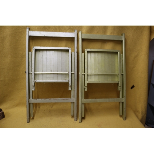 212 - Pair of Wooden Golden Painted Folding Chairs